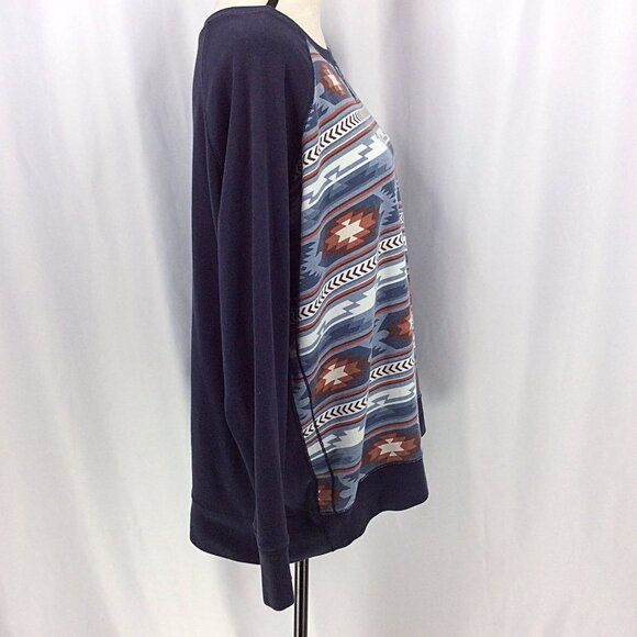 Eddie Bauer Legend Wash Sweatshirt Top Womens Size 2XL Navy Blue Aztec Western - Picture 2 of 9